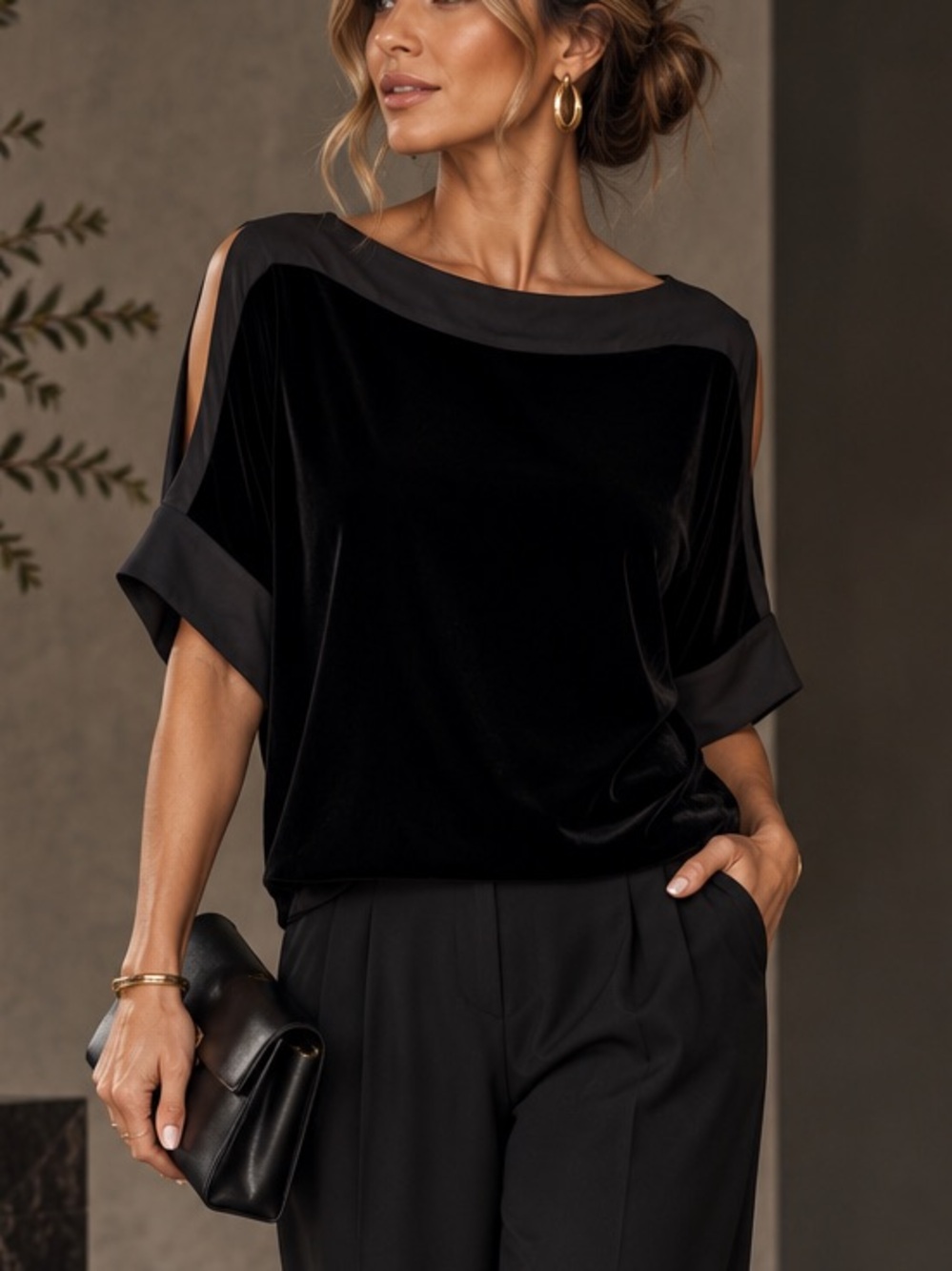 Eileen Fisher Black Velvet Silk Trim Kimono Top Petite $298